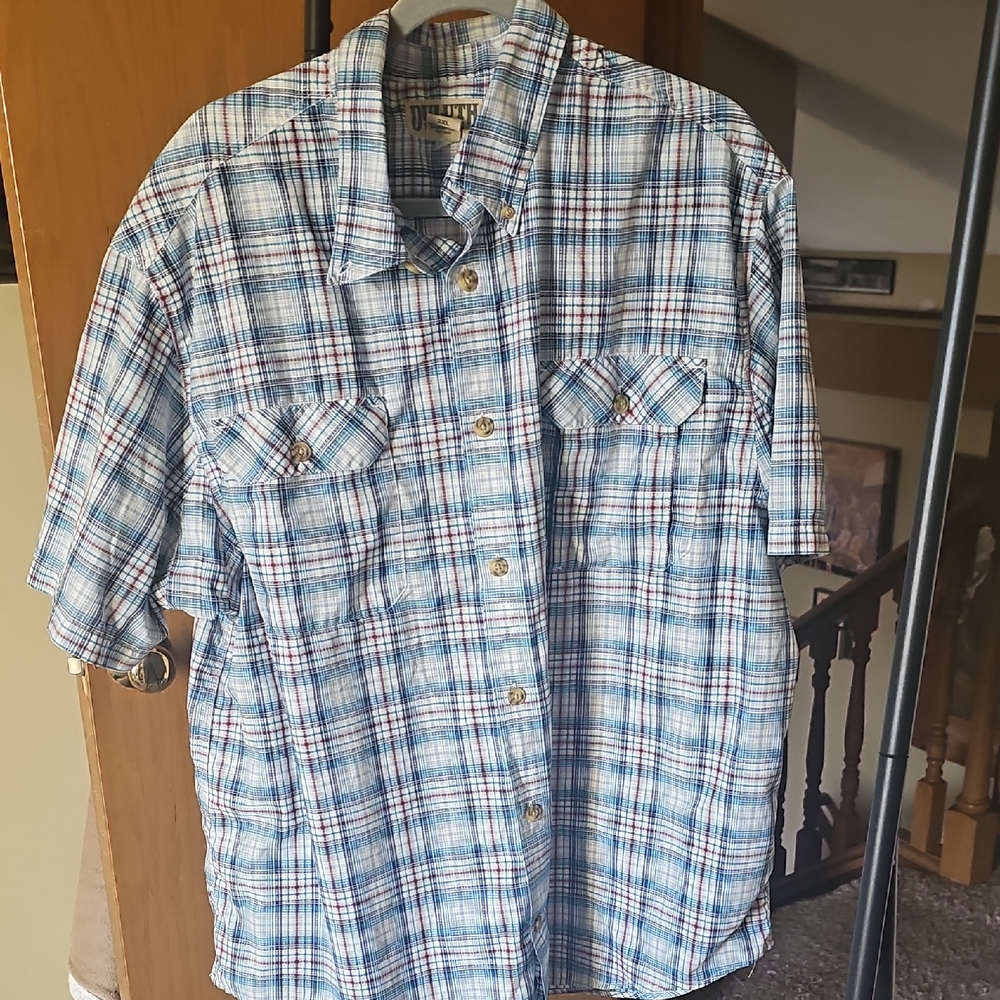 Duluth Trading Co Men's Blue Plaid Button Down Shirt